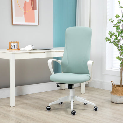Swivel Office Chair Youth Desk Chair with Adjustable Height Tilt Function Armrests and High Back 62x56x110-119.5 cm Green