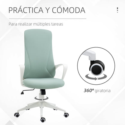 Swivel Office Chair Youth Desk Chair with Adjustable Height Tilt Function Armrests and High Back 62x56x110-119.5 cm Green