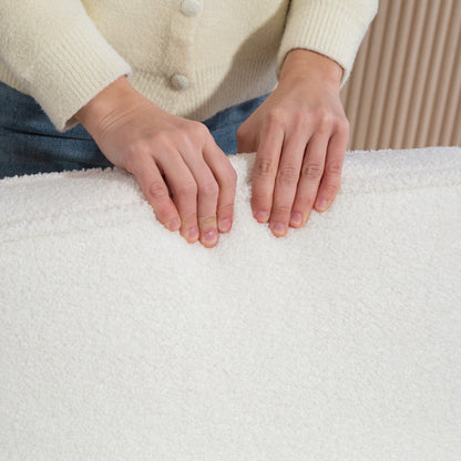 Loop Fabric Lounge Chair, Modern Relax Chair with Cushion and Rubber Wood Frame, Chair for Bedroom, Living Room, Dining Room, White