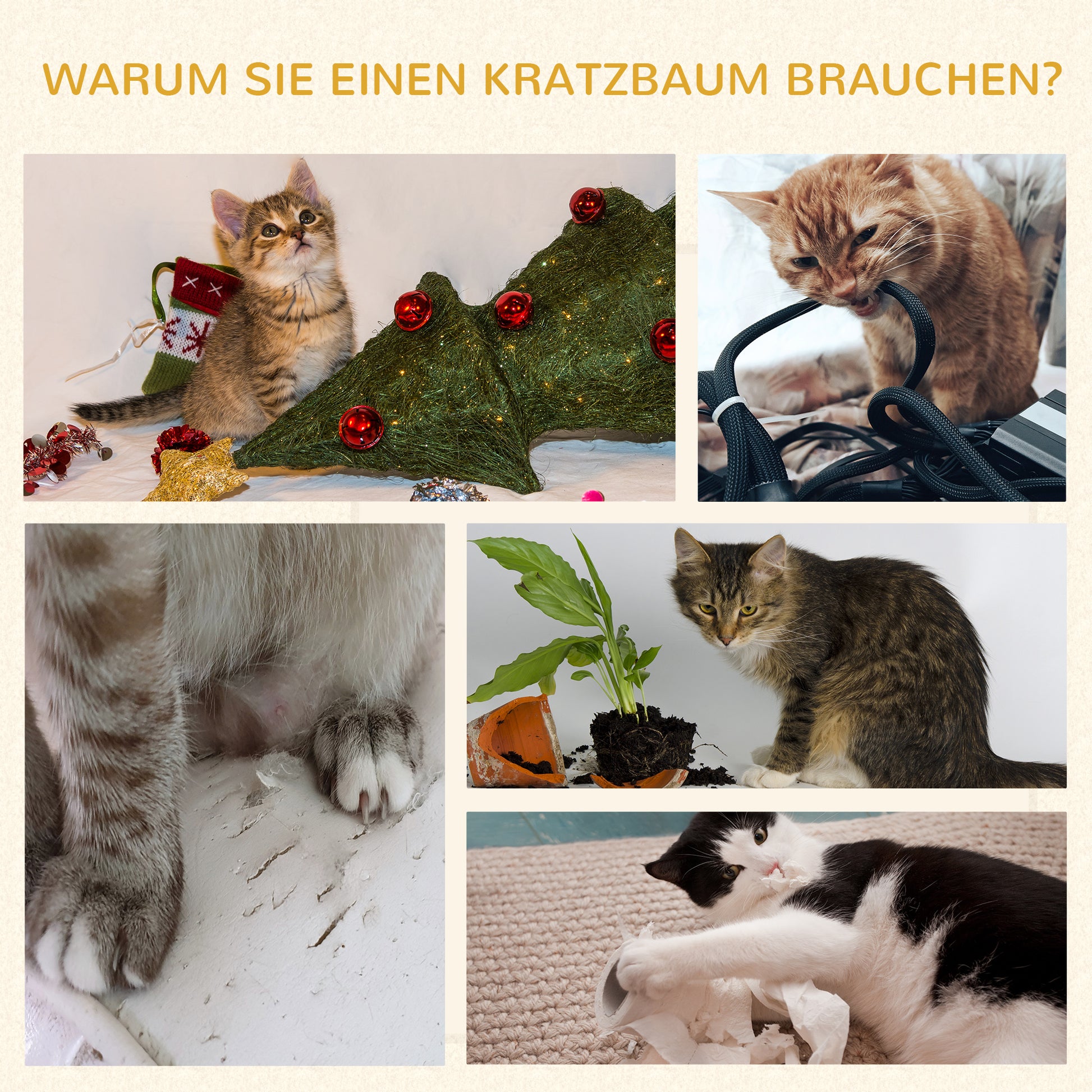Scratching Barrel 70 cm High Ø 37.5 cm Three-story Cat Barrel with Sisal Rope, Cat Cave, Scratching Post for Small Cats, Khaki+Coffee