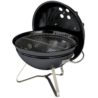 Portable Charcoal Grill, Round Charcoal Barbecue with Lid Stand, Cooking Grate, Adjustable Vents, for Balcony, Picnic, Camping, Ø41 x 44 cm, Black
