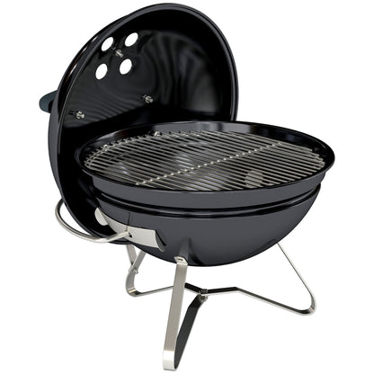 Portable Charcoal Grill, Round Charcoal Barbecue with Lid Stand, Cooking Grate, Adjustable Vents, for Balcony, Picnic, Camping, Ø41 x 44 cm, Black