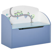 Toy Box with Bench 2 in 1 made of Wood, Toy Chest with Backrest for Children Aged 3-6 Years, 60x30x50 cm, Blue