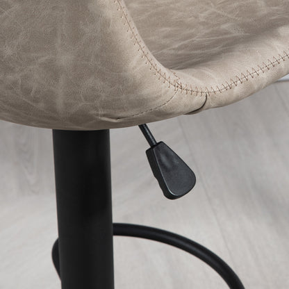 Set of 2 vintage style adjustable swivel bar stools with synthetic upholstery - beige - adjustable height 60-81H cm