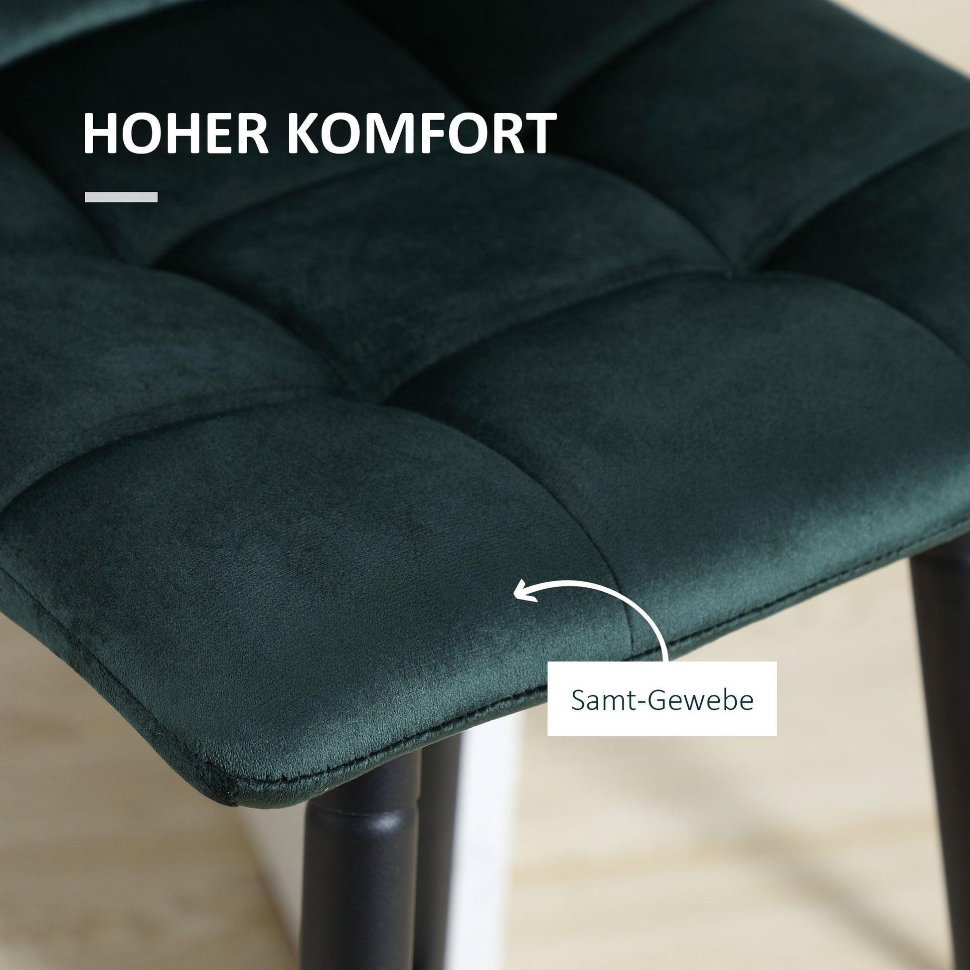 Set of 2 Bar Stools, Bistro Stools with Footrest, Bar Chairs, Velvet Upholstery, Kitchen Stool, Counter Stool Set with Steel Legs for Living Room, Dining Room, Green, 42 x 47 x 105 cm
