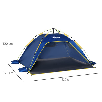 Foldable Beach Tent Pop-up Beach Shelter for 1-2 People with UV Protection Waterproof Carry Bag for Park Camping 86.6"L x 68.1"W x 47.2"H Dark Blue