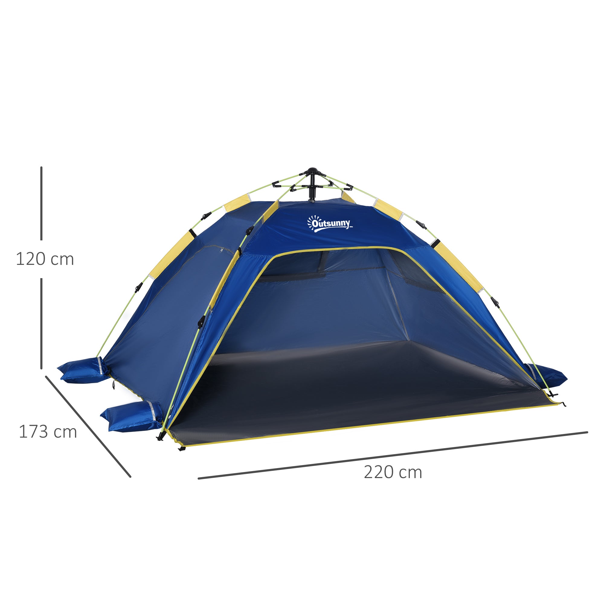 Foldable Beach Tent Pop-up Beach Shelter for 1-2 People with UV Protection Waterproof Carry Bag for Park Camping 86.6"L x 68.1"W x 47.2"H Dark Blue
