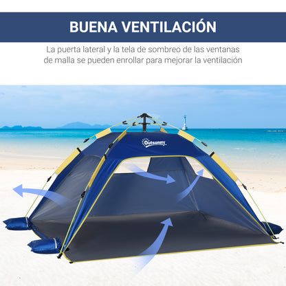 Foldable Beach Tent Pop-up Beach Shelter for 1-2 People with UV Protection Waterproof Carry Bag for Park Camping 86.6"L x 68.1"W x 47.2"H Dark Blue