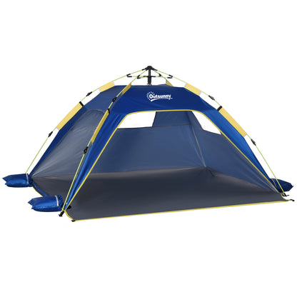 Foldable Beach Tent Pop-up Beach Shelter for 1-2 People with UV Protection Waterproof Carry Bag for Park Camping 86.6"L x 68.1"W x 47.2"H Dark Blue