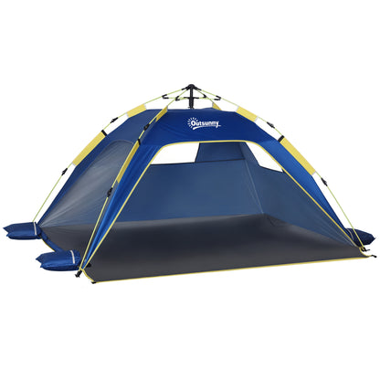 Foldable Beach Tent Pop-up Beach Shelter for 1-2 People with UV Protection Waterproof Carry Bag for Park Camping 86.6"L x 68.1"W x 47.2"H Dark Blue