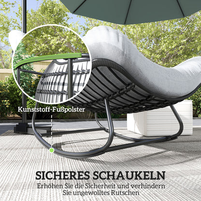 Rattan Swinging Chair Garden Bench with Steel Frame Cushion, Swinging Bench Garden Swing Outdoor Bench Seat Garden Furniture Park Bench for Garden Terrace Park 98 x 111 x 74 cm Gray