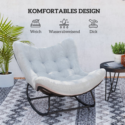 Rattan Swinging Chair Garden Bench with Steel Frame Cushion, Swinging Bench Garden Swing Outdoor Bench Seat Garden Furniture Park Bench for Garden Terrace Park 98 x 111 x 74 cm Gray