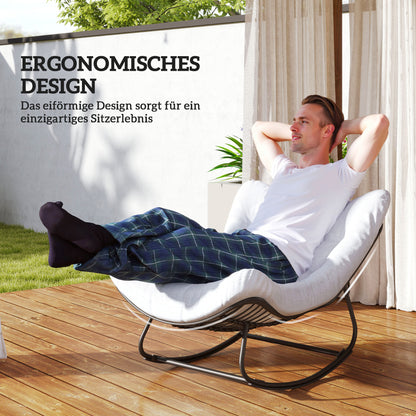 Rattan Swinging Chair Garden Bench with Steel Frame Cushion, Swinging Bench Garden Swing Outdoor Bench Seat Garden Furniture Park Bench for Garden Terrace Park 98 x 111 x 74 cm Gray