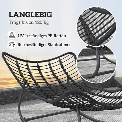 Rattan Swinging Chair Garden Bench with Steel Frame Cushion, Swinging Bench Garden Swing Outdoor Bench Seat Garden Furniture Park Bench for Garden Terrace Park 98 x 111 x 74 cm Gray