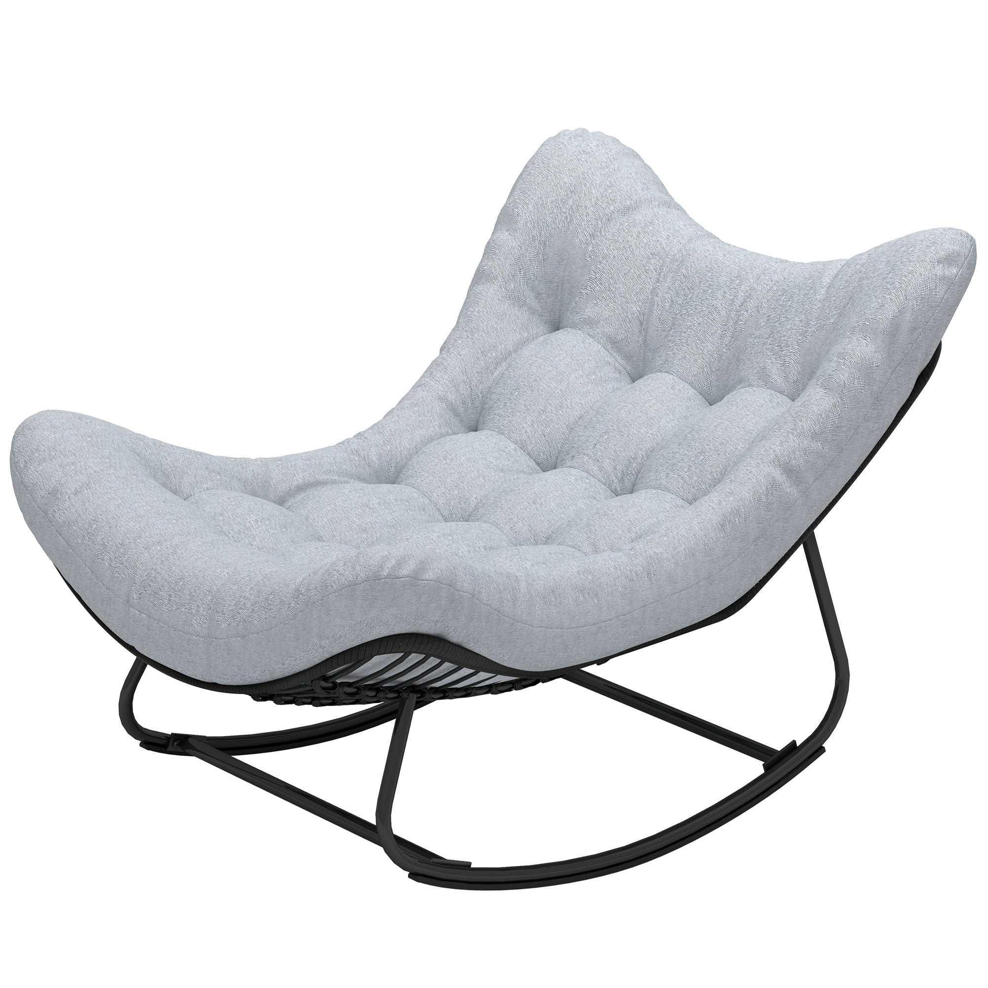 Rattan Swinging Chair Garden Bench with Steel Frame Cushion, Swinging Bench Garden Swing Outdoor Bench Seat Garden Furniture Park Bench for Garden Terrace Park 98 x 111 x 74 cm Gray