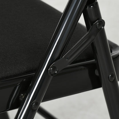 Set of 4 Folding Chairs with Padded Seat, Modern Space-Saving Chairs with Polyester Cushion for Home and Office, Black
