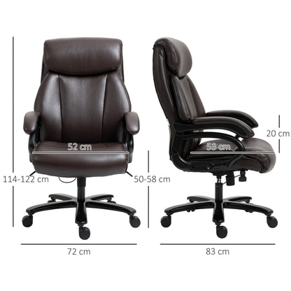 Office Chair Executive Gaming Chair Swivel Chair Rocking Function Thick Padding 180 kg Capacity Ergonomic Design Height Adjustable Faux Leather Brown 72x83x114-122 cm