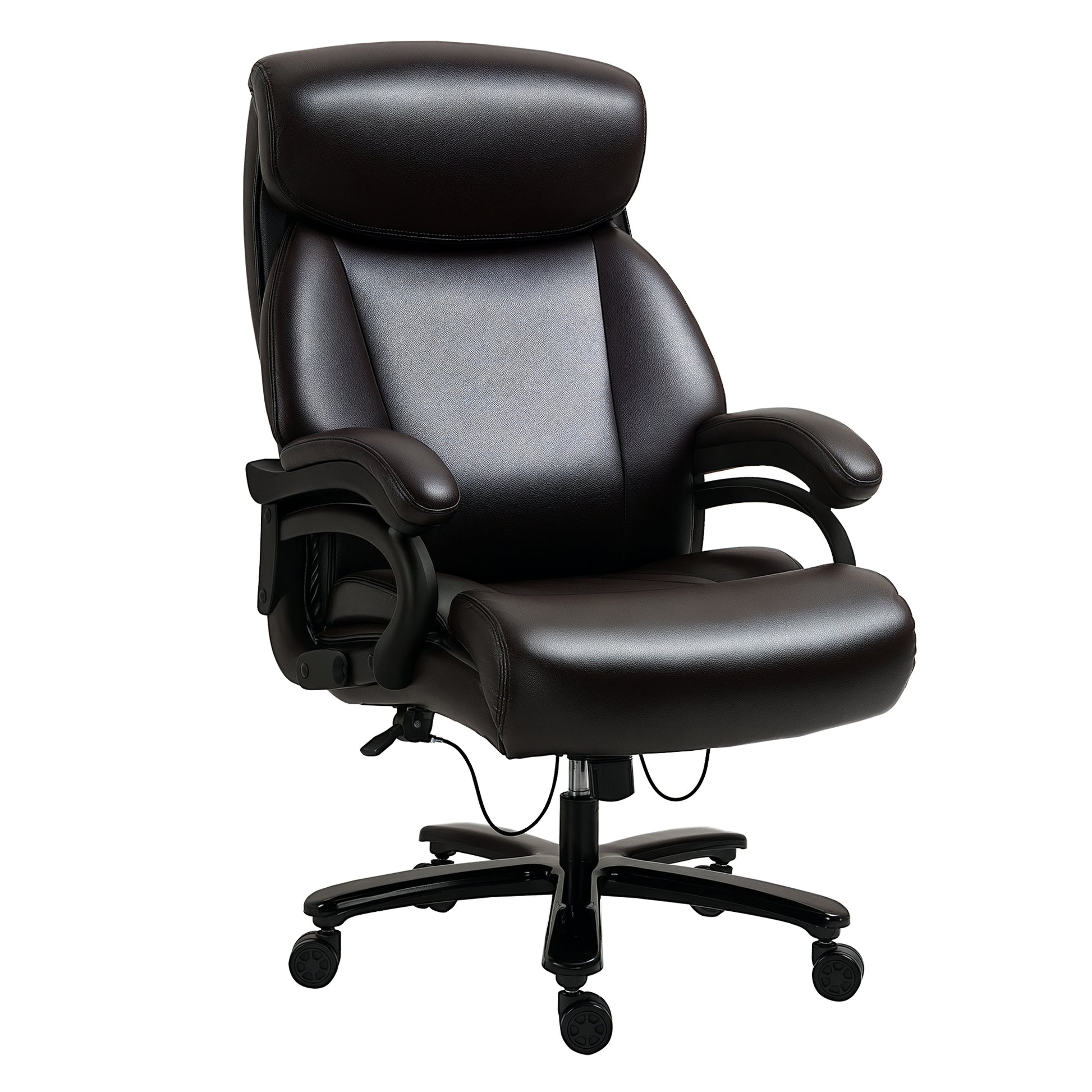 Office Chair Executive Gaming Chair Swivel Chair Rocking Function Thick Padding 180 kg Capacity Ergonomic Design Height Adjustable Faux Leather Brown 72x83x114-122 cm