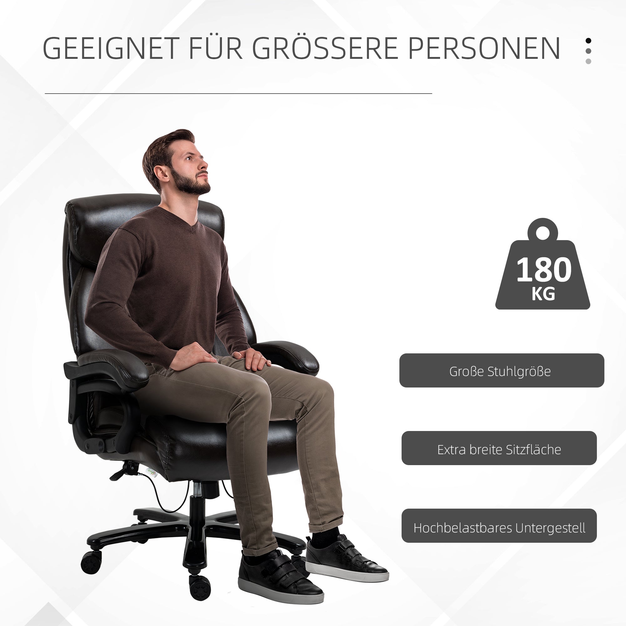 Office Chair Executive Gaming Chair Swivel Chair Rocking Function Thick Padding 180 kg Capacity Ergonomic Design Height Adjustable Faux Leather Brown 72x83x114-122 cm