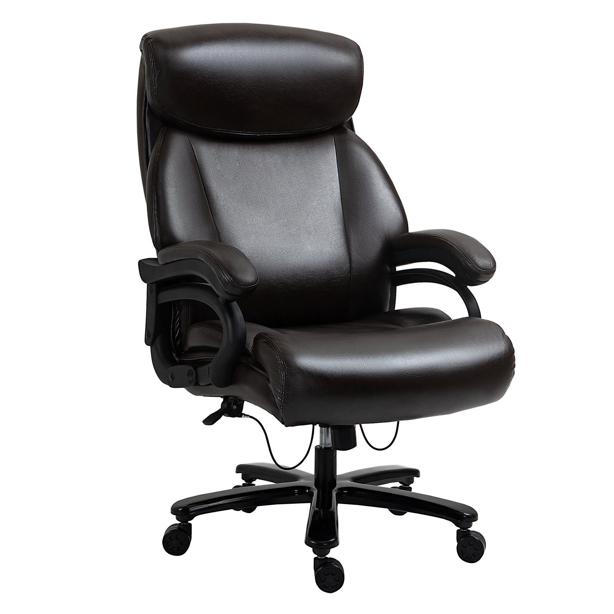 Office Chair Executive Gaming Chair Swivel Chair Rocking Function Thick Padding 180 kg Capacity Ergonomic Design Height Adjustable Faux Leather Brown 72x83x114-122 cm