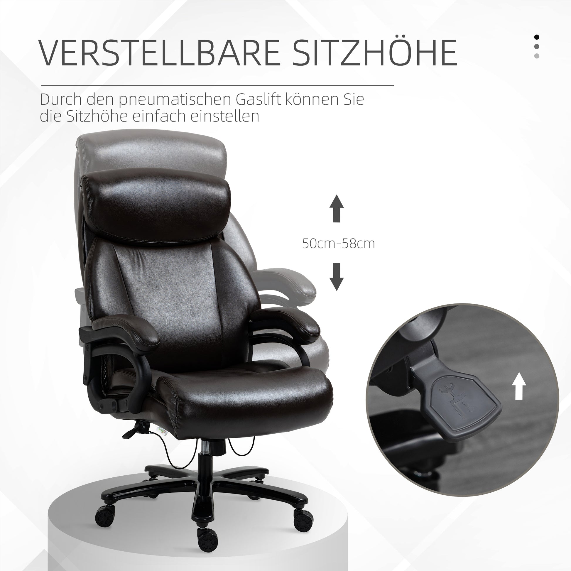 Office Chair Executive Gaming Chair Swivel Chair Rocking Function Thick Padding 180 kg Capacity Ergonomic Design Height Adjustable Faux Leather Brown 72x83x114-122 cm