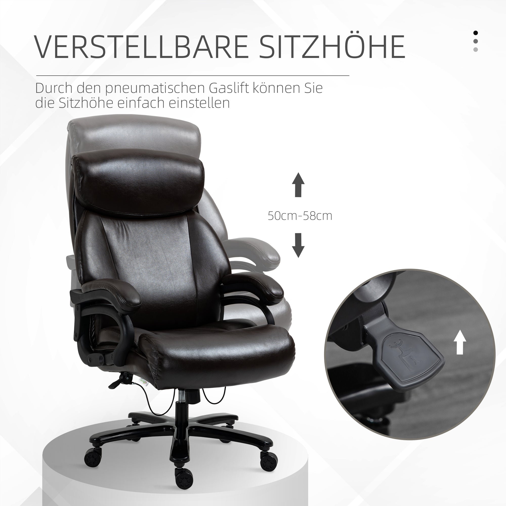 Office Chair Executive Gaming Chair Swivel Chair Rocking Function Thick Padding 180 kg Capacity Ergonomic Design Height Adjustable Faux Leather Brown 72x83x114-122 cm