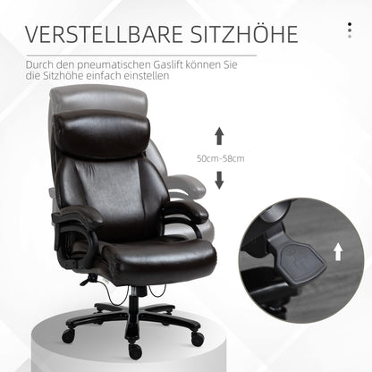 Office Chair Executive Gaming Chair Swivel Chair Rocking Function Thick Padding 180 kg Capacity Ergonomic Design Height Adjustable Faux Leather Brown 72x83x114-122 cm