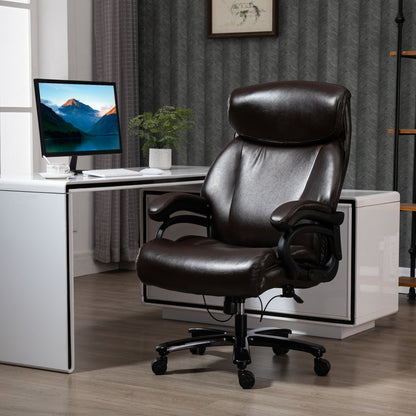 Office Chair Executive Gaming Chair Swivel Chair Rocking Function Thick Padding 180 kg Capacity Ergonomic Design Height Adjustable Faux Leather Brown 72x83x114-122 cm