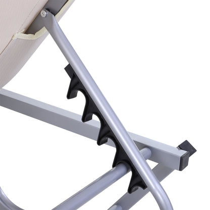 Sun Lounger Beach Chair 5-Position Aluminum Garden Lounge Chair Textilene Beige 163 x 58.5 x 91 cm