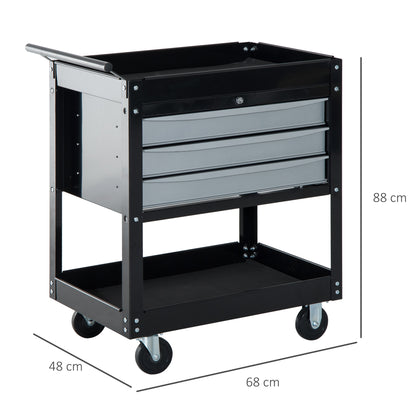 Professional Workshop Tool Trolley Tool Chest in Steel Sheet, Black, 68 x 46 x 88cm