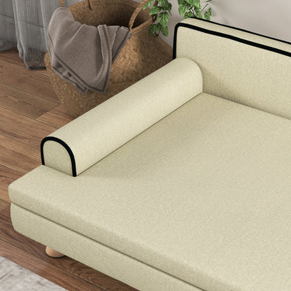 Scandinavian Design Sofa Bed for Dogs and Cats with Fluffy Removable Cushion Solid Wood Legs 100 x 62 x 32 cm Beige