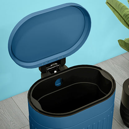 Kitchen Trash Can, 20L, Pedal Trash Can, Oval, Metal with Soft-Closing Lid, Fingerprint-Proof, Removable Inner Bucket, 36.5 x 31.2 x 45 cm, Blue