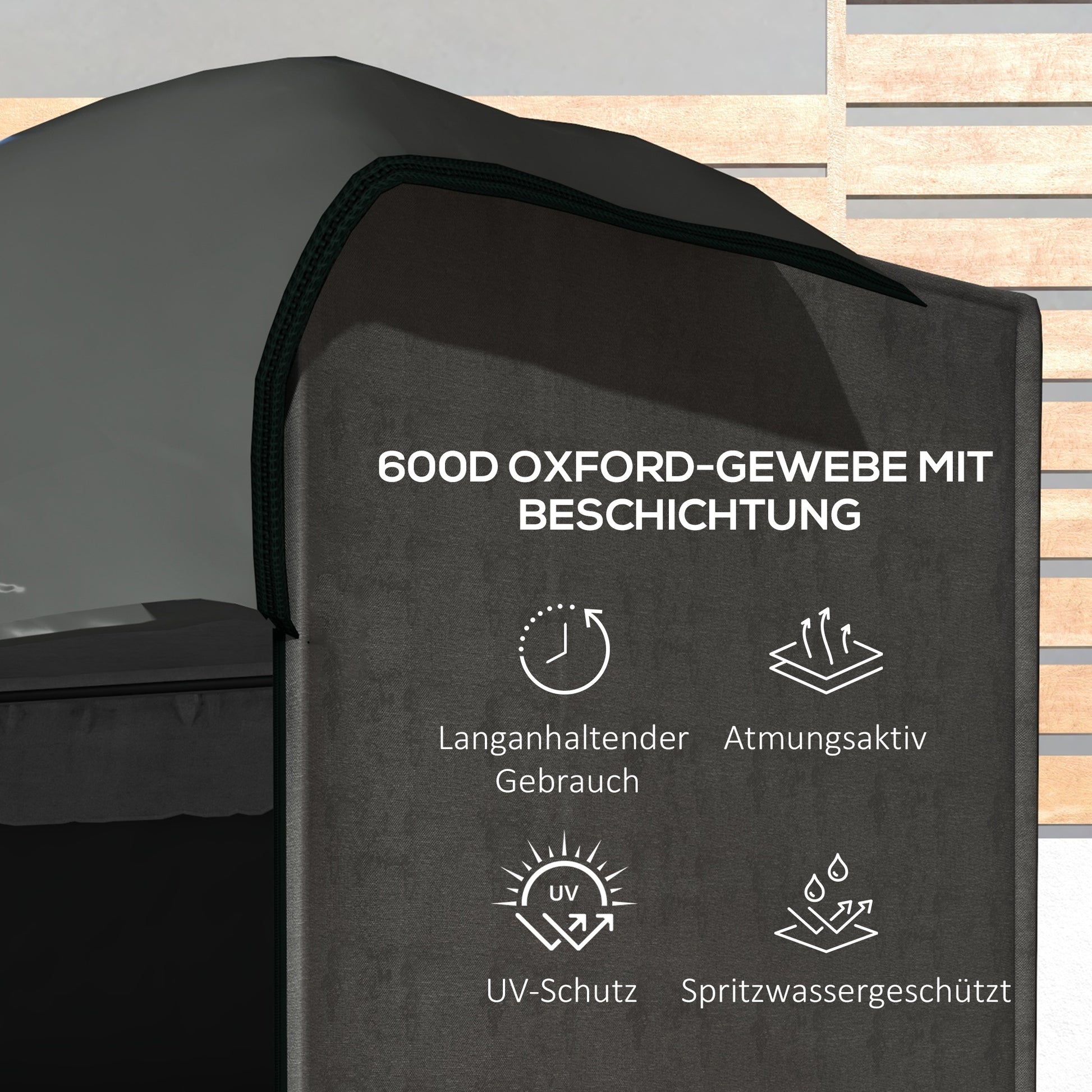 Hollywood Swing Cover 3 Seater, Water Resistant Winterproof Protective Cover for Garden Swing, UV Resistant Tarpaulin, Cover, Tear-Resistant 600D Oxford Fabric, 205x124x164cm Dark Grey
