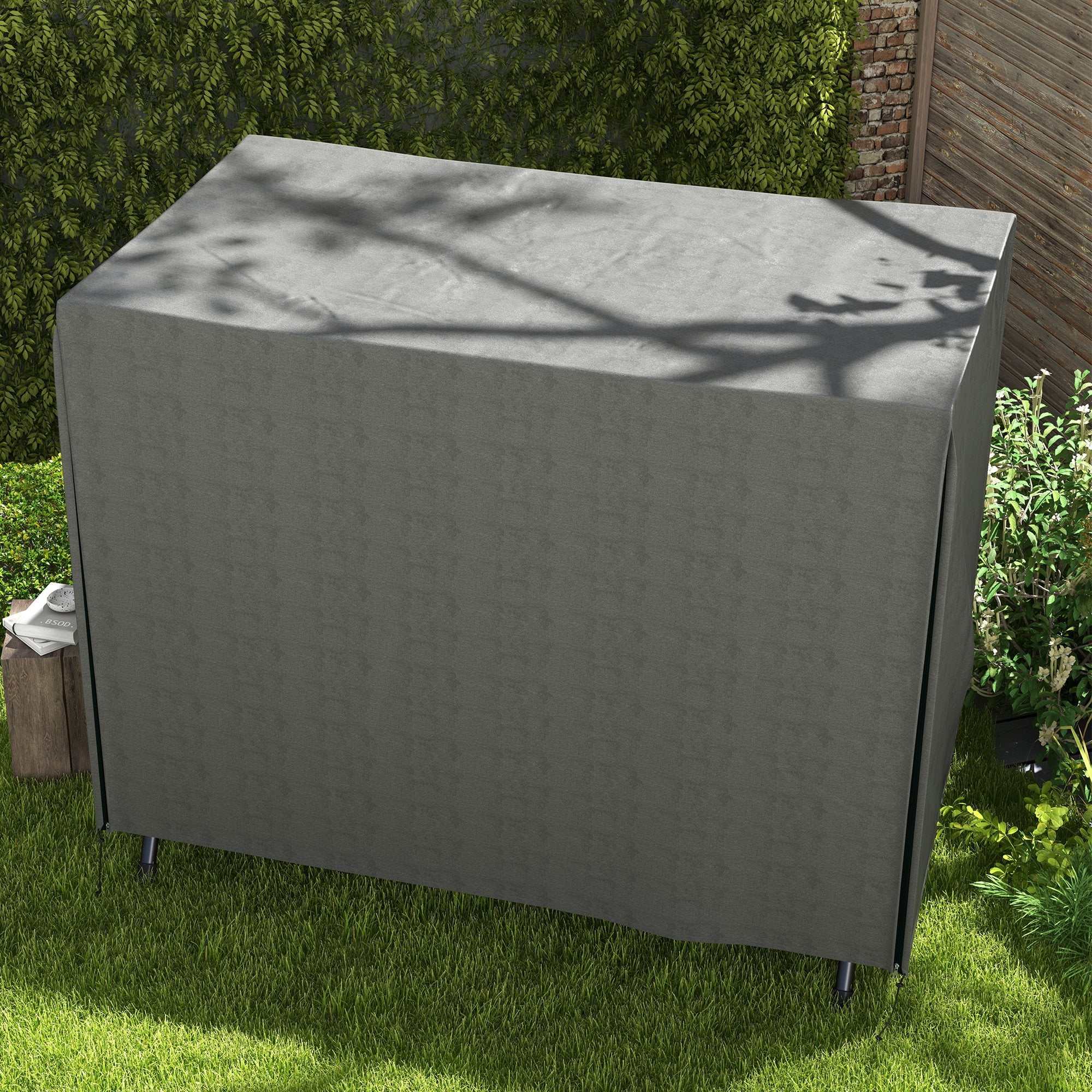 Hollywood Swing Cover 3 Seater, Water Resistant Winterproof Protective Cover for Garden Swing, UV Resistant Tarpaulin, Cover, Tear-Resistant 600D Oxford Fabric, 205x124x164cm Dark Grey