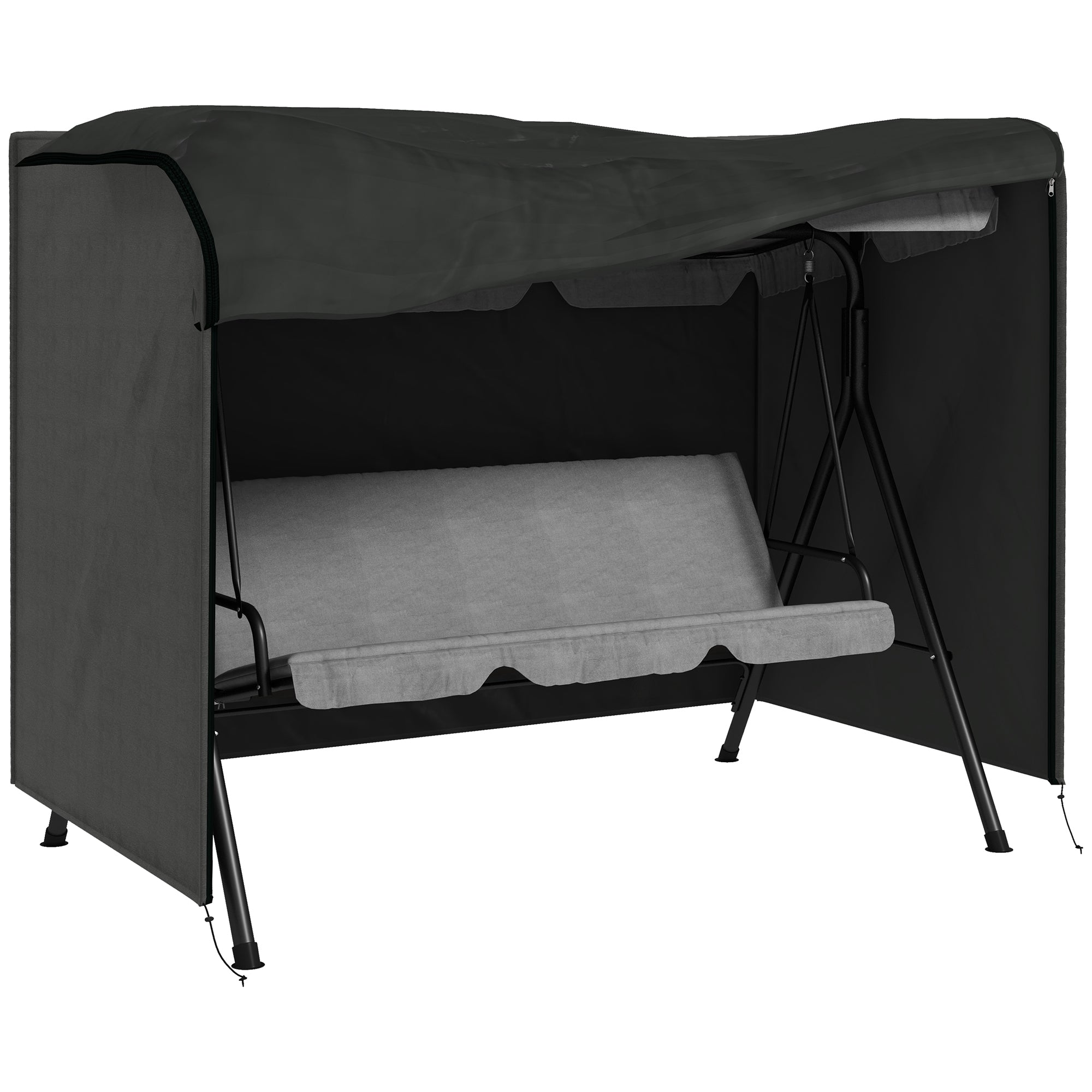 Hollywood Swing Cover 3 Seater, Water Resistant Winterproof Protective Cover for Garden Swing, UV Resistant Tarpaulin, Cover, Tear-Resistant 600D Oxford Fabric, 205x124x164cm Dark Grey