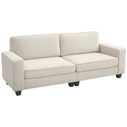 3-Seater Sofa, Couch with Armrests, Back Cushions, Living Room Sofa with Corduroy Cover, Spring Core, Upholstered Sofa for Living Room, Bedroom 227 x 84 x 87 cm, Cream