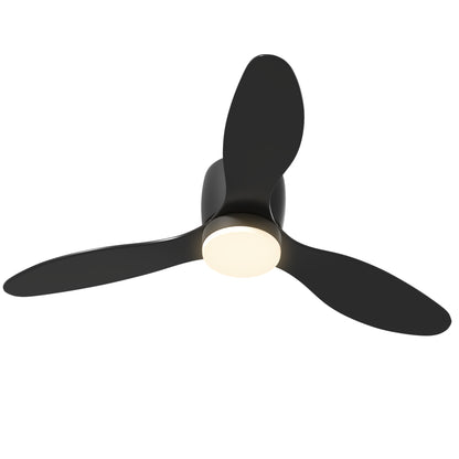 Ceiling Fan with Lighting and Remote Control 115 cm Fan with LED Lamp, Reversible DC Motor, 3 ABS Blades, 3 Light Colors, 6 Speeds, Timer, for Bedroom Living Room