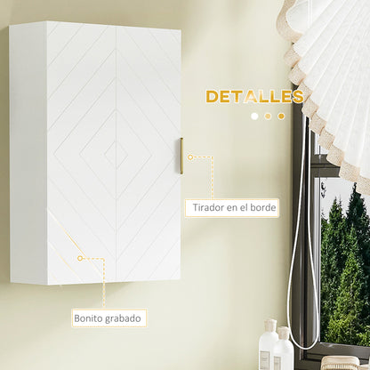 Modern Wall Bathroom Cabinet Suspended Bathroom Furniture with 1 Steel Handle and Adjustable Shelves for Kitchen 15.7x5.9x23.6 inches White