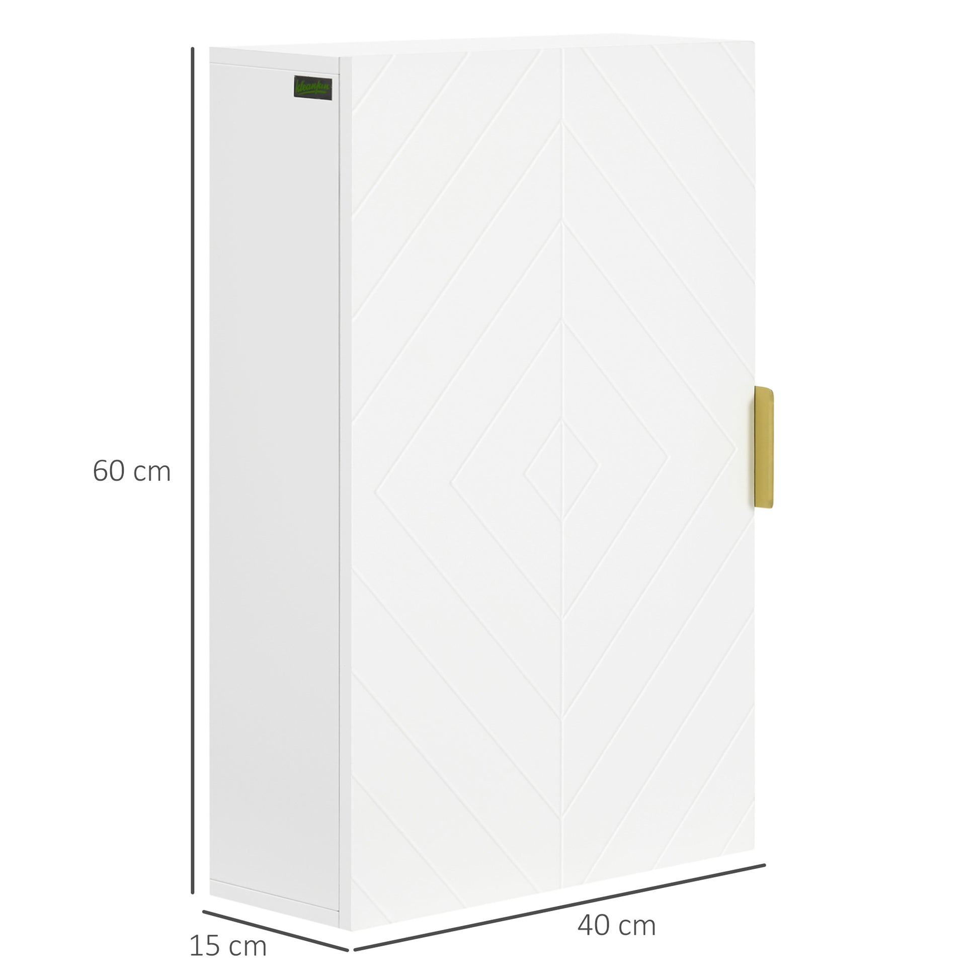 Modern Wall Bathroom Cabinet Suspended Bathroom Furniture with 1 Steel Handle and Adjustable Shelves for Kitchen 15.7x5.9x23.6 inches White
