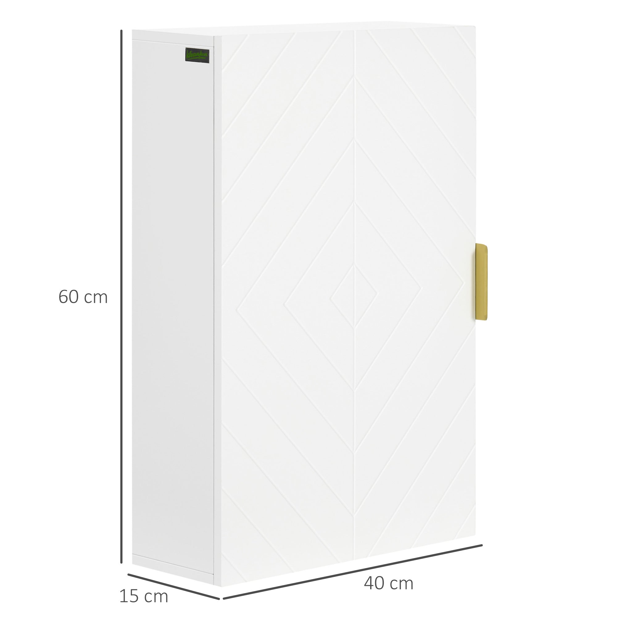 Modern Wall Bathroom Cabinet Suspended Bathroom Furniture with 1 Steel Handle and Adjustable Shelves for Kitchen 15.7x5.9x23.6 inches White