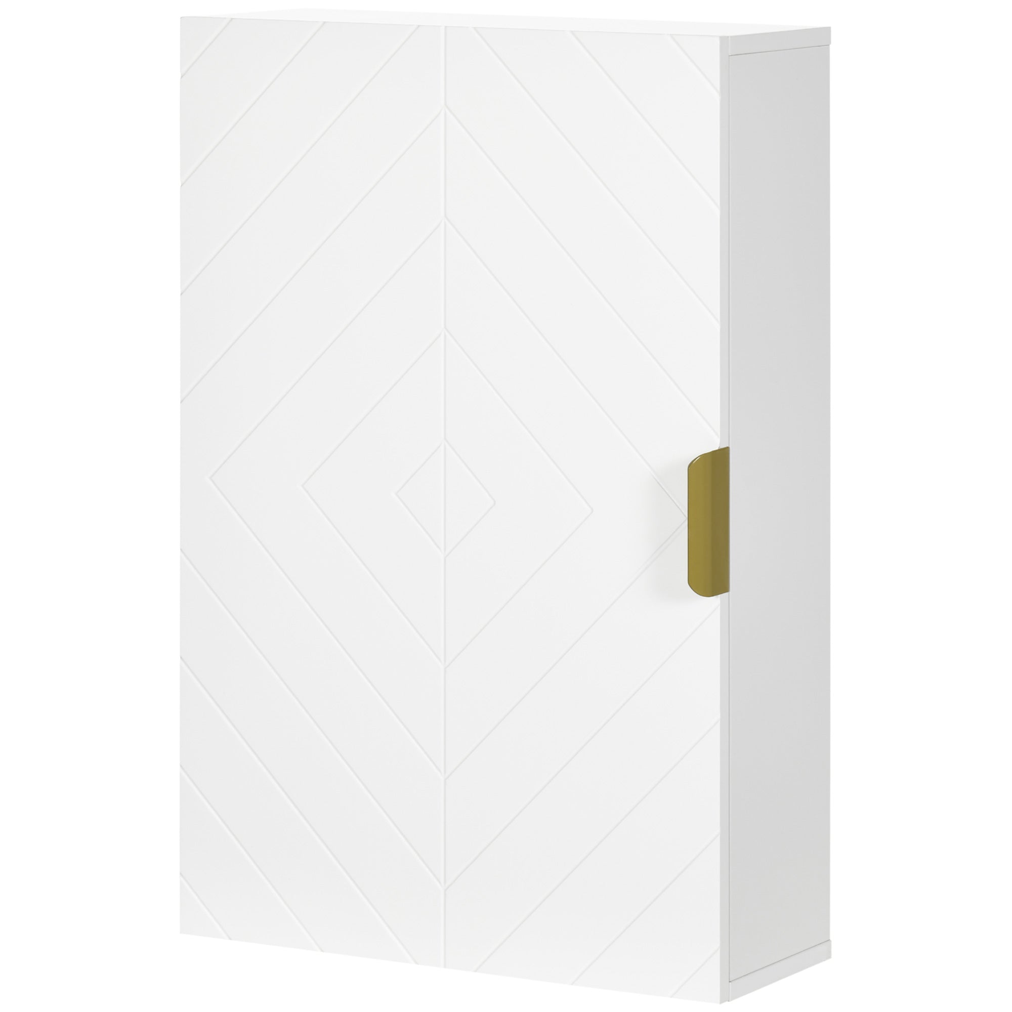 Modern Wall Bathroom Cabinet Suspended Bathroom Furniture with 1 Steel Handle and Adjustable Shelves for Kitchen 15.7x5.9x23.6 inches White