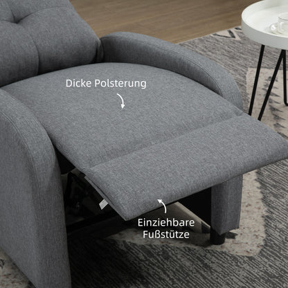 Reclining Armchair, TV Armchair with Reclining Function, TV Armchair with Linen Look, Upholstered Recliner with Pocket Spring Core, Relaxing Armchair up to 150 kg Load Capacity for Living Room, Gray