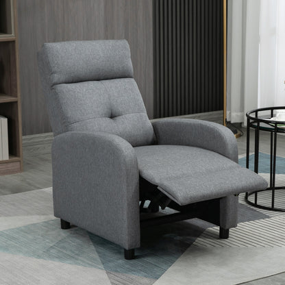 Reclining Armchair, TV Armchair with Reclining Function, TV Armchair with Linen Look, Upholstered Recliner with Pocket Spring Core, Relaxing Armchair up to 150 kg Load Capacity for Living Room, Gray