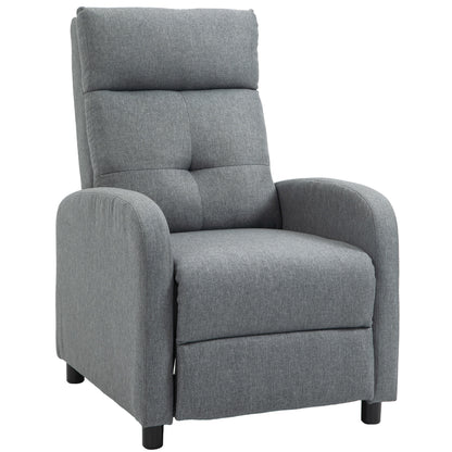 Reclining Armchair, TV Armchair with Reclining Function, TV Armchair with Linen Look, Upholstered Recliner with Pocket Spring Core, Relaxing Armchair up to 150 kg Load Capacity for Living Room, Gray