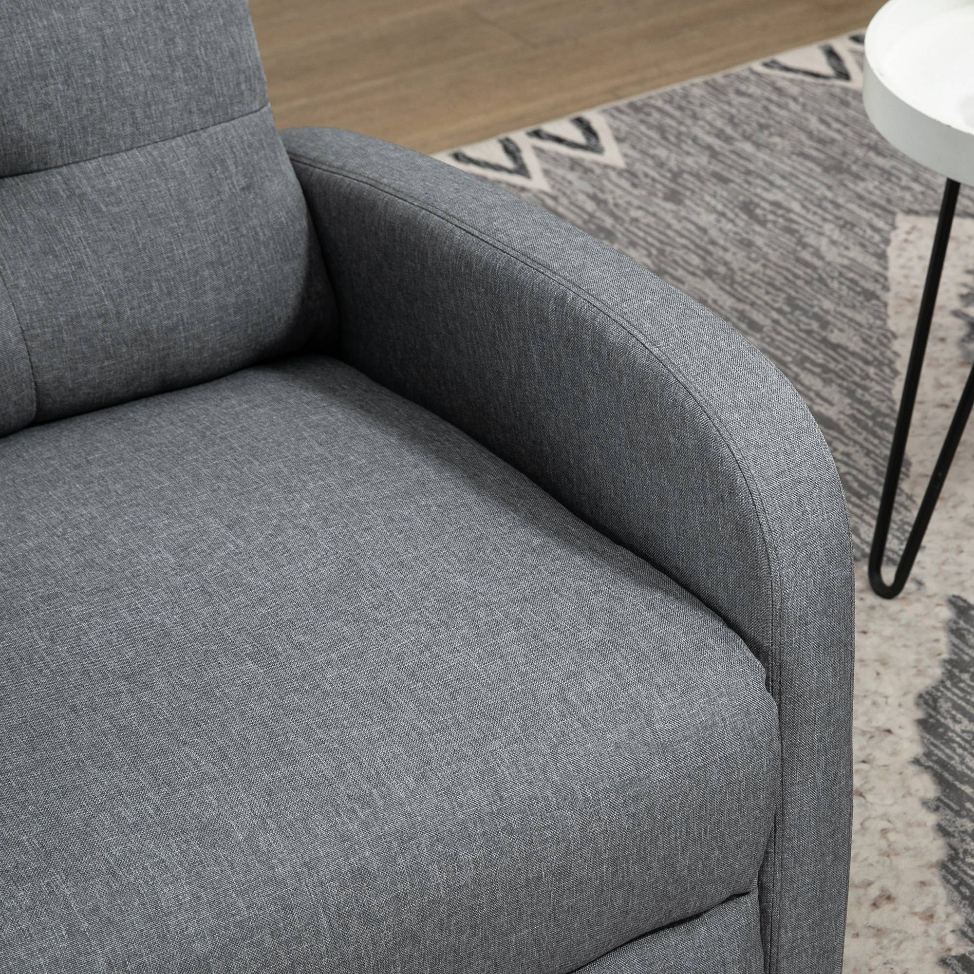 Reclining Armchair, TV Armchair with Reclining Function, TV Armchair with Linen Look, Upholstered Recliner with Pocket Spring Core, Relaxing Armchair up to 150 kg Load Capacity for Living Room, Gray