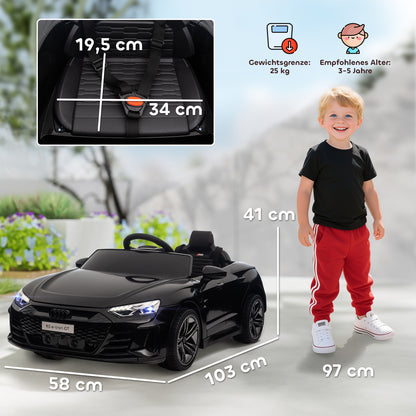 Children's Electric Car, Kids Car with Remote Control, AUDI RS e-tron GT Kids Vehicle with Safety Belt, Horn & Music & Headlights, up to 5 km/h, for Kids 3-5 Years, Black