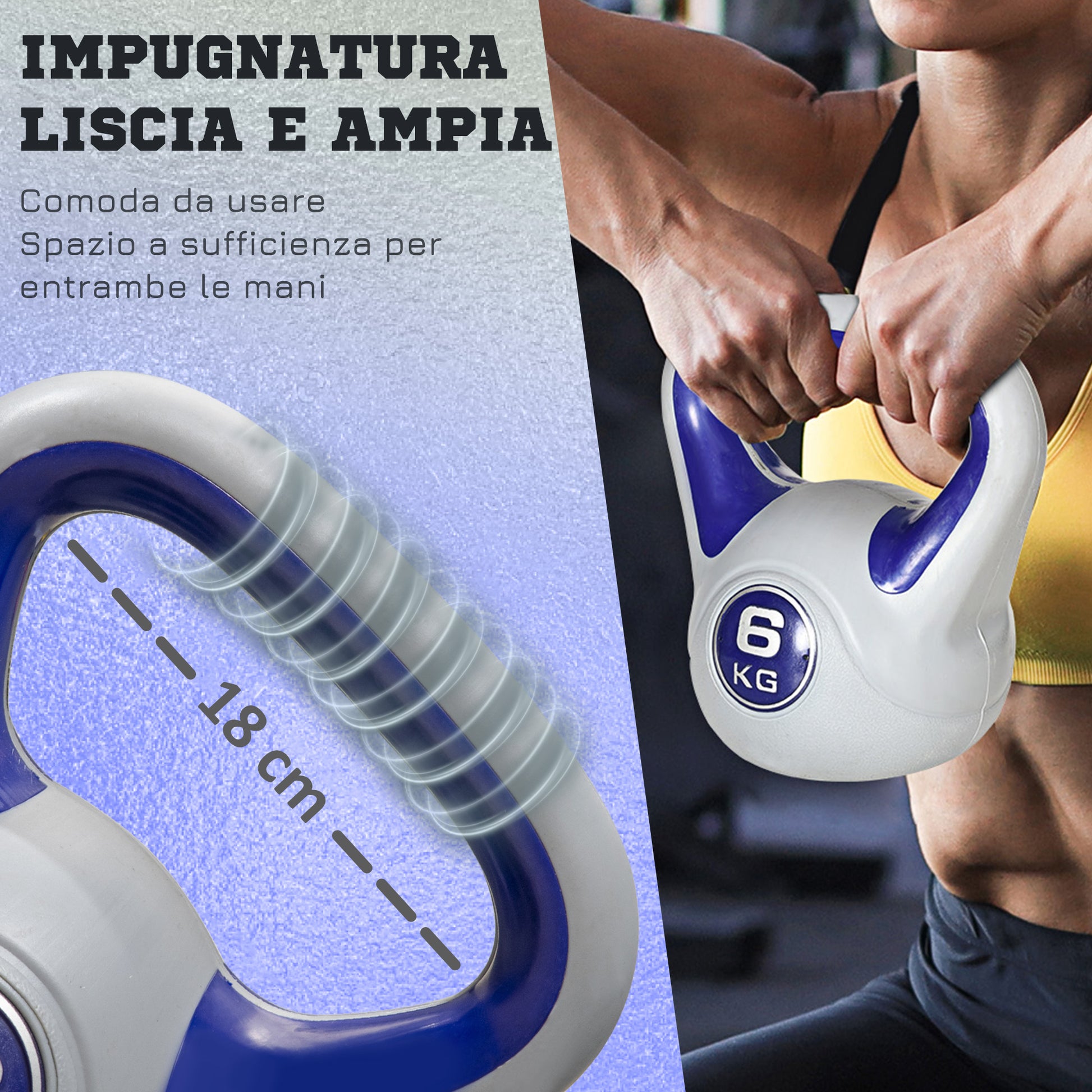 SPORTNOW 6kg Kettlebell with Soft PU Coating and Flat Base in PU and Sand, 20x13x22cm, Purple