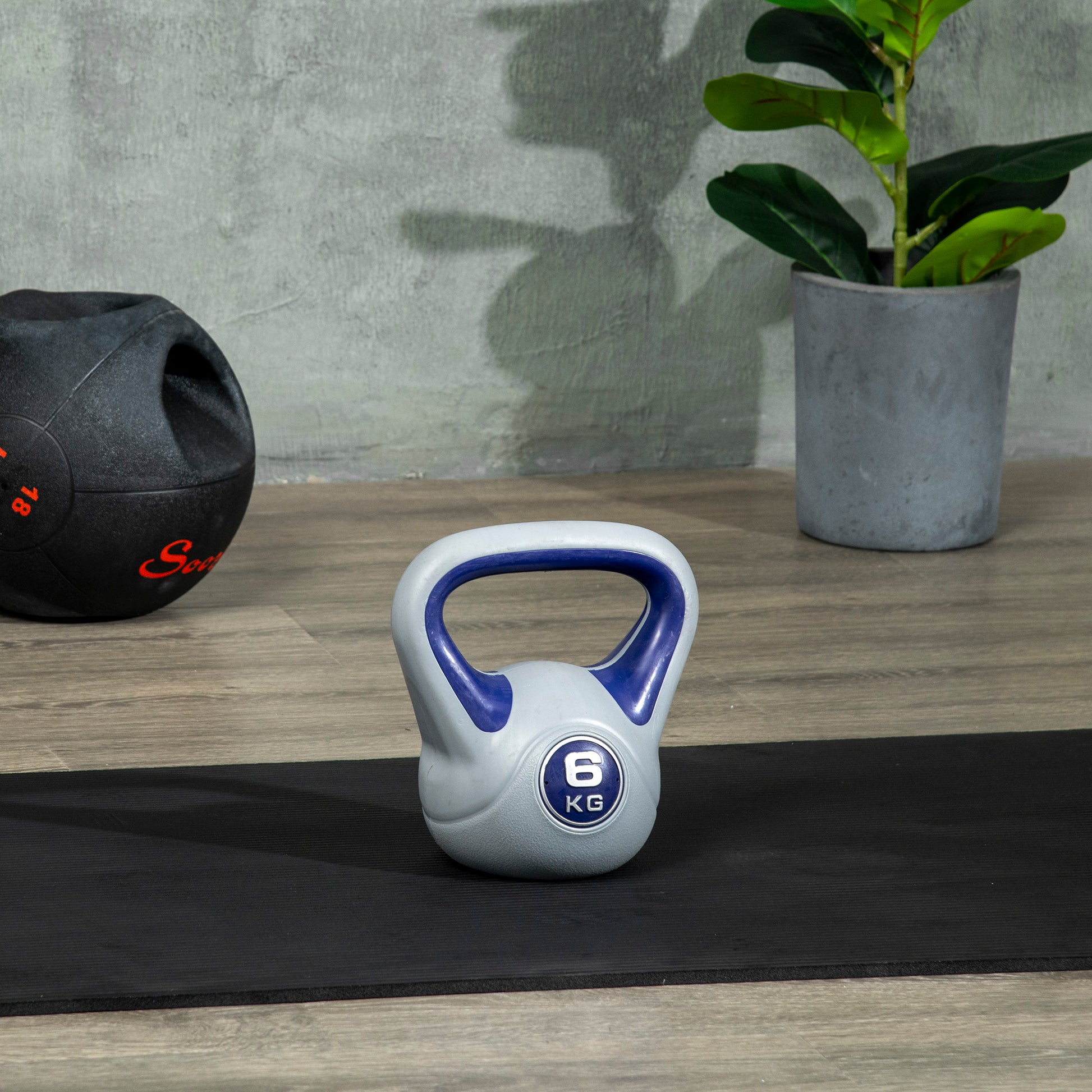 SPORTNOW 6kg Kettlebell with Soft PU Coating and Flat Base in PU and Sand, 20x13x22cm, Purple