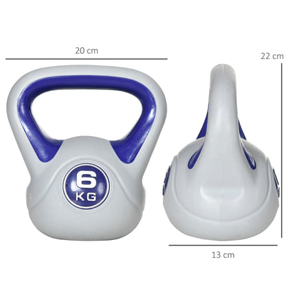 SPORTNOW 6kg Kettlebell with Soft PU Coating and Flat Base in PU and Sand, 20x13x22cm, Purple