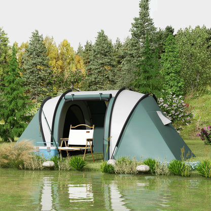 Camping Tent for 4-5 Persons Light Waterproof Family Tent with 2 Rooms Side Door Windows, Tent with 3000mm Water Column Tunnel Dome Tent for Camping Travel Garden